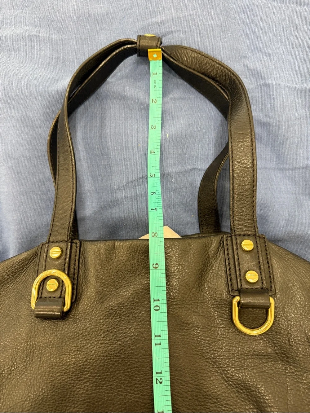 J. Crew Black Leather Tote with Gold Hardware